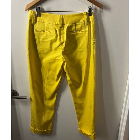 ALICE + OLIVIA Lemon Yellow Cuffed Cropped Pants Size 2 - Picture 6 of 8